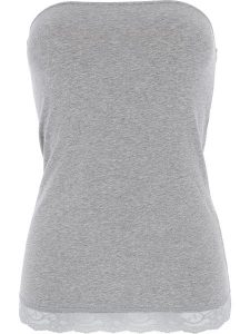 COTONELLA Top w kolorze jasnoszarym rozmiar: S. Szare topy COTONELLA, s, bez wzorów, z koronki, bez kołnierzyka, bez ramiączek. Za 26,45 zł.