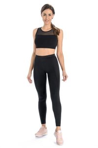 Legginsy na siłownię damskie Teyli Push Up. Czarne legginsy Teyli, bez wzorów, z bawełny, z obniżonym stanem, długie. Za 99,95 zł.