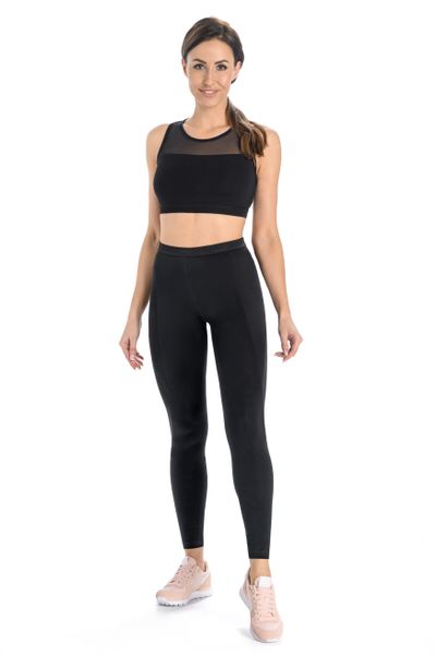 Legginsy na siłownię damskie Teyli Push Up. Czarne legginsy Teyli, bez wzorów, z bawełny, z obniżonym stanem, długie. Za 99,95 zł.