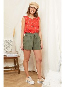 Rodier Lin Lniany top w kolorze pomarańczowym rozmiar: XL/XXL. Pomarańczowe topy Rodier Lin, xl, bez wzorów, ze lnu, bez kołnierzyka, bez ramiączek. Za 136,13 zł.