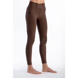 Legginsy jeździeckie letnie damskie Zipline Equus. Brązowe legginsy EQUUS BRAND, bez wzorów, z materiału, z podwyższonym stanem, długie. Za 179,99 zł.