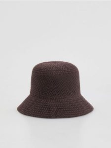 Kapelusz bucket - ciemnobrązowy. Brązowe kapelusze Reserved, bez wzorów. Za 69,99 zł.