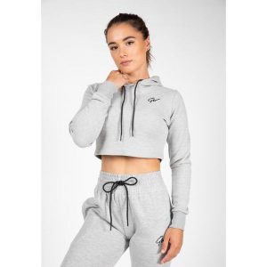 Pixley Crop Top Bluza z kapturem - Szary. Szare bluzy GORILLA WEAR, m, bez wzorów, z kapturem. Za 161,00 zł.