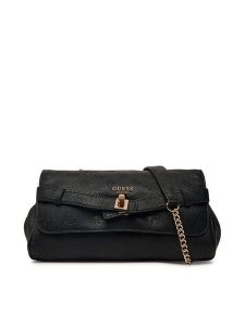 Guess Torebka Ella Logo HWPD97 46210 Czarny. Czarne torebki klasyczne Guess, z aplikacjami, ze skóry, bez dodatków. Za 584,99 zł.