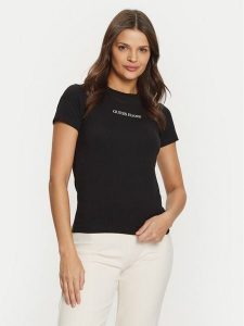 Guess Jeans T-Shirt W4YI01 J1314 Czarny Regular Fit. Czarne t-shirty Guess Jeans, xl, z aplikacjami, z bawełny, bez kołnierzyka, bez ramiączek. Za 119,99 zł.