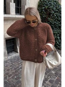 MADMEXT Kardigan w kolorze brązowym rozmiar: L. Brązowe kardigany MADMEXT, l, bez wzorów, bez ramiączek. Za 130,99 zł.