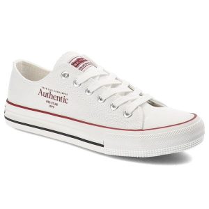 Białe Trampki Big Star Sportowe Obuwie Damskie. Białe trampki Big Star, bez wzorów, z materiału, bez zapięcia. Za 99,99 zł.