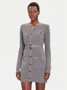 Liu Jo Sukienka dzianinowa MF5371 MS99E Szary Slim Fit. Szare sukienki Liu Jo, s, bez wzorów, z dzianiny, bez kołnierzyka, bez ramiączek. Za 539,99 zł.