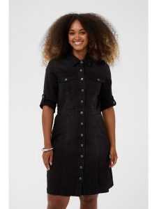 Kaffe Sukienka dżinsowa w kolorze czarnym rozmiar: 36. Czarne sukienki Kaffe, bez wzorów, bez kołnierzyka, bez ramiączek, midi. Za 208,99 zł.