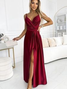 Sukienka Model Juliet 512-6 Bordo - Numoco. Czerwone sukienki NUMOCO, na co dzień, l, z aplikacjami, z elastanu, eleganckie, bez kołnierzyka, plus size, bez ramiączek, maxi, proste. Za 485,92 zł.