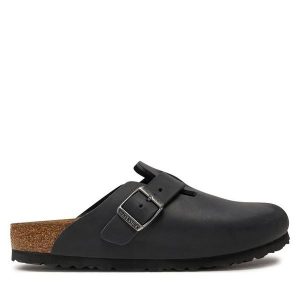 Klapki Birkenstock. Czarne klapki Birkenstock, bez wzorów, bez obcasa. Za 469,99 zł.