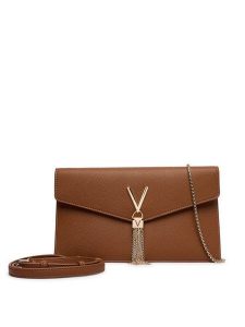 Valentino Torebka Luxe VBS9XJ17 Brązowy. Brązowe torebki wieczorowe Valentino, bez wzorów, ze skóry, bez dodatków. Za 439,99 zł.