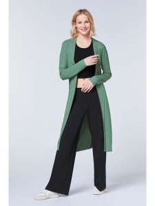 Detto Fatto Kardigan w kolorze zielonym rozmiar: M. Zielone kardigany Detto Fatto, m, bez wzorów, prążkowane, bez ramiączek. Za 130,99 zł.