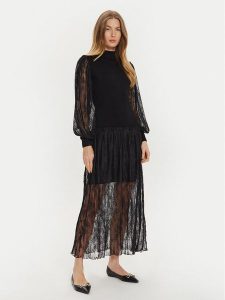 TWINSET Sukienka dzianinowa 242TT3161 Czarny Regular Fit. Czarne kombinezony Twinset, l, bez wzorów, z dzianiny, bez kołnierzyka, bez ramiączek. Za 589,99 zł.