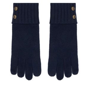 Rękawiczki LAUREN RALPH LAUREN. Niebieskie rękawiczki Lauren Ralph Lauren, bez wzorów, z dzianiny. Za 329,99 zł.