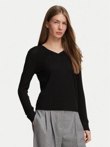 Calvin Klein Sweter LV044H300G Czarny Regular Fit. Czarne swetry klasyczne Calvin Klein, m, bez kołnierzyka. Za 489,99 zł.
