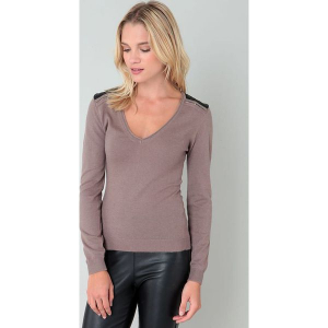 Sweter w kolorze szarobrązowym. Brązowe swetry klasyczne marki William de Faye, z kaszmiru. W wyprzedaży za 136,95 zł.