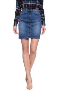 SPÓDNICA JEANSOWA LEE A LINE SKIRT BLUE DROP L38NROEM 112108295. Niebieskie spódnice Lee, l, bez wzorów, z jeansu. W wyprzedaży za 69,99 zł.