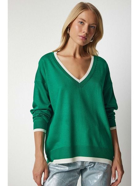 Happiness Istanbul Sweter w kolorze zielonym rozmiar: onesize. Zielone swetry oversize Happiness Istanbul, bez wzorów, ze splotem, bez ramiączek. Za 95,92 zł.