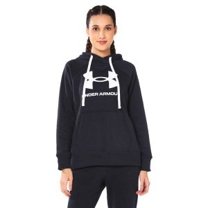 Bluza Z Kapturem Damska Logo Polar Rival. Czarne bluzy Under Armour, l, bez wzorów, z polaru, z kapturem. Za 274,99 zł.