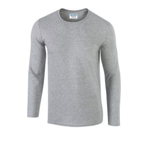 Koszulka Z Długim Rękawem Unisex Softstyle Dla Dorosłych. Szare bluzki GILDAN, m, bez wzorów, sportowe, bez kołnierzyka, bez ramiączek. Za 46,99 zł.