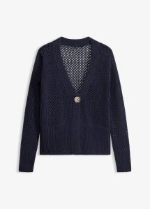 Kardigan ażurowy. Niebieskie kardigany bonprix. Za 139,99 zł.