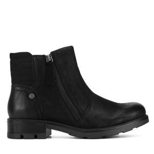 Botki Go Soft. Czarne botki Go Soft, bez wzorów, bez obcasa, na płaskiej podeszwie, bez zapięcia. Za 259,99 zł.