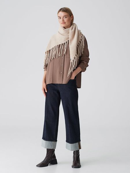 OPUS Szal "Awaro" w kolorze beżowym - 144 x 80 cm rozmiar: onesize. Brązowe szaliki Opus, bez wzorów, ze skóry. Za 126,45 zł.