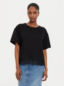 TWINSET T-Shirt 242TP2510 Czarny Loose Fit. Czarne t-shirty Twinset, m, bez wzorów, z bawełny, bez kołnierzyka, bez ramiączek. Za 269,99 zł.