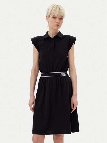 KARL LAGERFELD Sukienka codzienna A2W13038 Czarny Regular Fit. Czarne kombinezony KARL LAGERFELD, xl, bez wzorów, z bawełny, bez kołnierzyka, bez ramiączek. Za 479,99 zł.