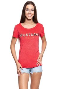 MUSTANG T SHIRT DAMSKI Alexia C Print 1009029 7179. Czerwone t-shirty Mustang, s, bez wzorów, bez kołnierzyka, bez ramiączek. W wyprzedaży za 39,99 zł.