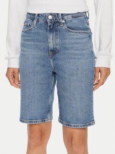 Tommy Hilfiger Szorty jeansowe WW0WW41323 Niebieski Slim Fit. Niebieskie szorty TOMMY HILFIGER, bez wzorów, z bawełny. Za 279,99 zł.