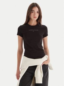 Tommy Jeans T-Shirt Bling Linear DW0DW21550 Czarny Slim Fit. Czarne t-shirty Tommy Jeans, xl, bez wzorów, z bawełny, bez kołnierzyka, bez ramiączek. Za 139,99 zł.
