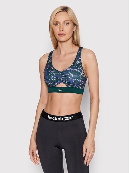 Reebok Biustonosz sportowy Modern Safari HK4806 Zielony. Zielone biustonosze sportowe Reebok, bez wzorów, z syntetyku. Za 89,99 zł.