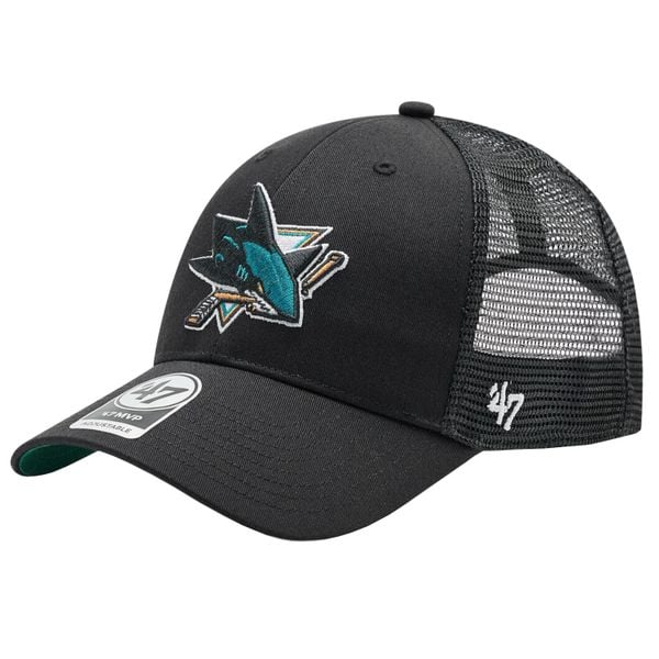Czapka z daszkiem dla dorosłych 47 NHL San Jose Sharks Branson Cap. Czarne czapki 47 Brand, bez wzorów, z bawełny, sportowe. Za 89,99 zł.