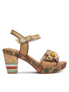 Laura Vita Sandały Nellao 31 Beżowy. Brązowe sandały LAURA VITA, bez wzorów, ze skóry, bez obcasa, na słupku, bez zapięcia. Za 439,99 zł.