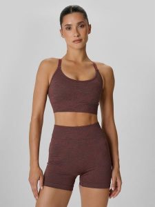4F Biustonosz treningowy z niskim wsparciem damski - brązowy XL/XXL. Brązowe biustonosze 4f, bez wzorów. Za 119,99 zł.
