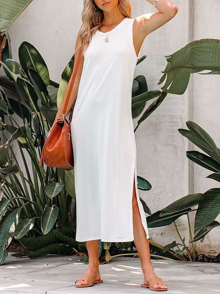 LA Angels Sukienka w kolorze kremowym rozmiar: L. Brązowe sukienki LA Angels, na co dzień, l, bez wzorów, bez kołnierzyka, bez ramiączek, maxi, proste. Za 109,26 zł.