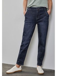 Street One Dżinsy - Mom fit - w kolorze niebieskim rozmiar: W29/L30. Niebieskie jeansy Street One, z aplikacjami, ze skóry. Za 144,92 zł.