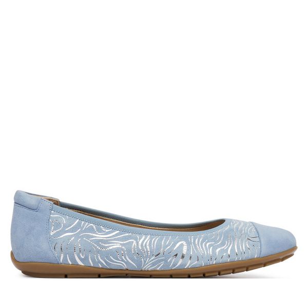 Baleriny Caprice. Niebieskie balerinki Caprice, bez wzorów, bez obcasa, bez zapięcia. Za 339,99 zł.