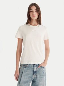 Tommy Jeans T-Shirt Linear DW0DW21964 Écru Regular Fit. T-shirty Tommy Jeans, xxs, bez wzorów, z jeansu, bez kołnierzyka, bez ramiączek. Za 109,99 zł.