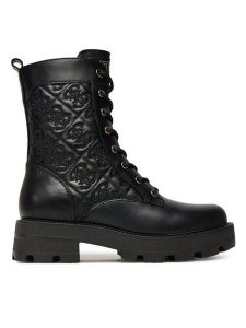 Guess Trzewiki FLTYAN ELE10 Czarny. Czarne botki Guess, z aplikacjami, ze skóry, bez obcasa, na płaskiej podeszwie, bez zapięcia. Za 549,99 zł.