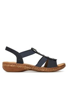 Rieker Sandały CEO-62850-14 Granatowy. Niebieskie sandały Rieker, bez wzorów, z syntetyku, bez obcasa, na płaskiej podeszwie, bez zapięcia. Za 299,99 zł.