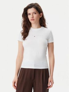 Tommy Jeans T-Shirt Tonal Linear DW0DW20315 Écru Slim Fit. T-shirty Tommy Jeans, m, bez wzorów, z bawełny, bez kołnierzyka, bez ramiączek. Za 89,99 zł.