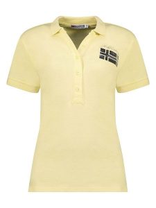 Geographical Norway Koszulka polo w kolorze żółtym rozmiar: L. Żółte bluzki Geographical Norway, l, bez wzorów, bez kołnierzyka, bez ramiączek. Za 65,85 zł.