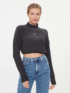 Tommy Jeans Sweter Badge DW0DW16519 Czarny Regular Fit. Czarne swetry klasyczne Tommy Jeans, xl, z bawełny, bez kołnierzyka. Za 519,99 zł.