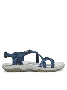 Skechers Sandały 40955 NVY Granatowy. Niebieskie sandały Skechers, bez wzorów, ze skóry, bez obcasa, na płaskiej podeszwie, bez zapięcia. Za 239,99 zł.
