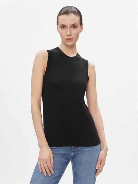 Tommy Hilfiger Sweter Md Lyocell Silk Blend Vest WW0WW40980 Czarny Regular Fit. Czarne swetry klasyczne TOMMY HILFIGER, l, z lyocellu, bez kołnierzyka. Za 309,99 zł.