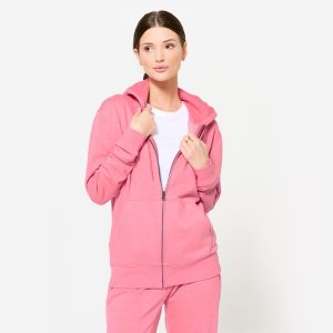 Bluza na zamek z kapturem damska Domyos Gym & Pilates. Czerwone bluzy DOMYOS, m, bez wzorów, z kapturem. Za 109,99 zł.