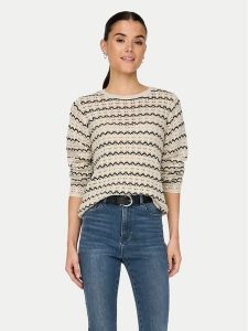 ONLY Sweter Asa 15324522 Beżowy Regular Fit. Brązowe swetry klasyczne ONLY, s, z bawełny, bez kołnierzyka. Za 139,99 zł.